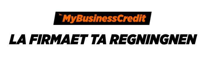 Orange 'MyBusinessCredit' logo on a black background. White text: 'Buy what you need - and get an invoice sent directly to the company. Resource.'